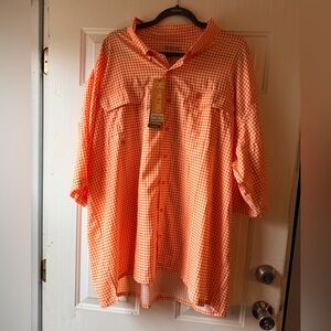 Men's Orange Gingham Casual Button Down Shirt